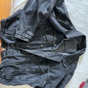 Oversized black denim jacket